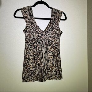 Candie's Y2K Princess Cut Babydoll Animal Print Deep V NeckTank Top size small